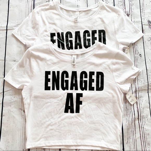 Bella Canvas white Engaged AF crop top - Picture 2 of 5